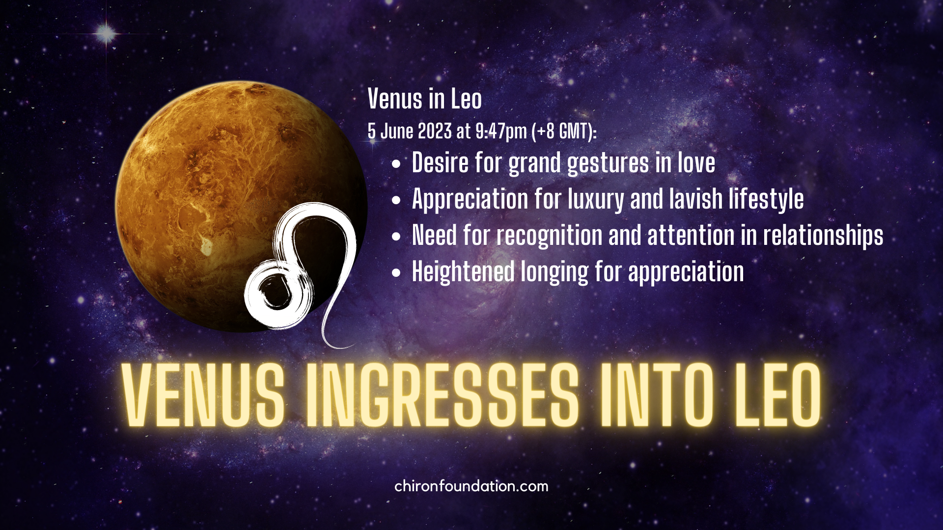 Venus ingresses into Leo